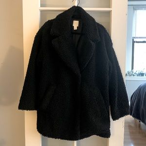 H&M Cozy Black Oversized Teddy Coat